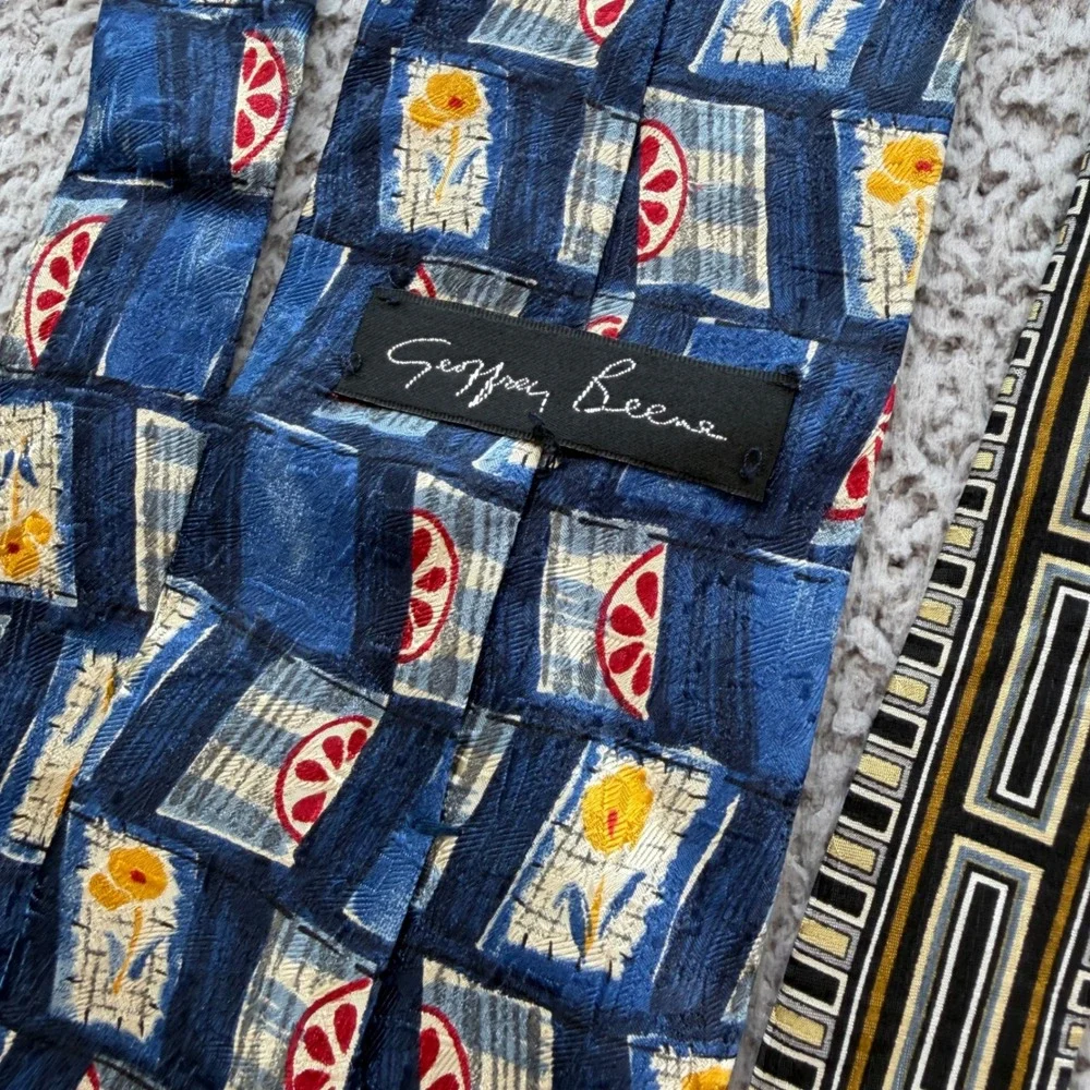 Vintage 90s Silk Tie Lot Geoffrey Beene Croft Barrow Palatina Abstract Geometric